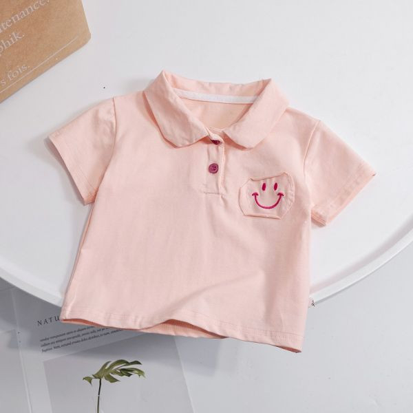 【現貨】女童可愛笑臉 短袖POLO衫 短袖翻領上衣 