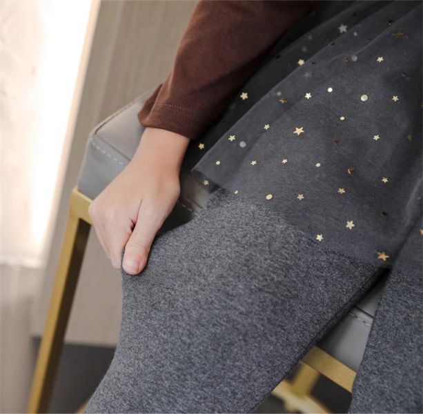 女童加絨加厚假兩件 網紗裙 閃亮亮保暖群褲 