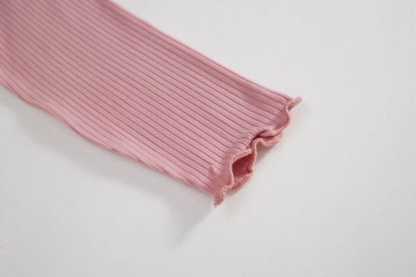 【現貨】女童甜美兔子刺繡 長袖木耳邊內搭上衣 