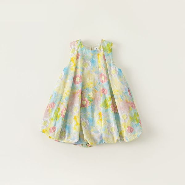 【現貨】女童繞頸 花朵 連身裙 浪漫洋裝 