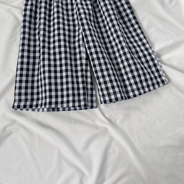 【現貨】女童背心套裝 背心上衣+格子褲子 