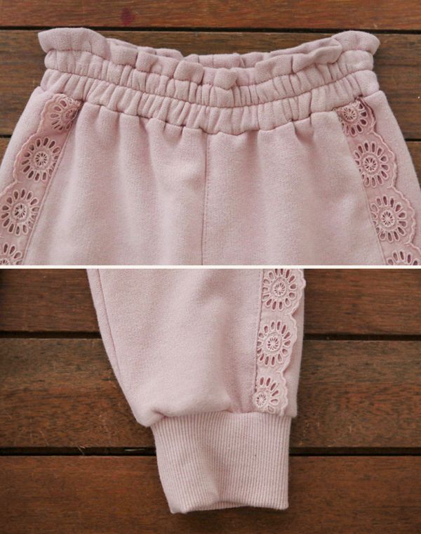 女女童蕾絲側邊 休閒長褲