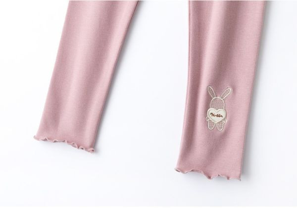 【現貨】女童兔子刺繡 內搭長褲 舒適彈性褲子 