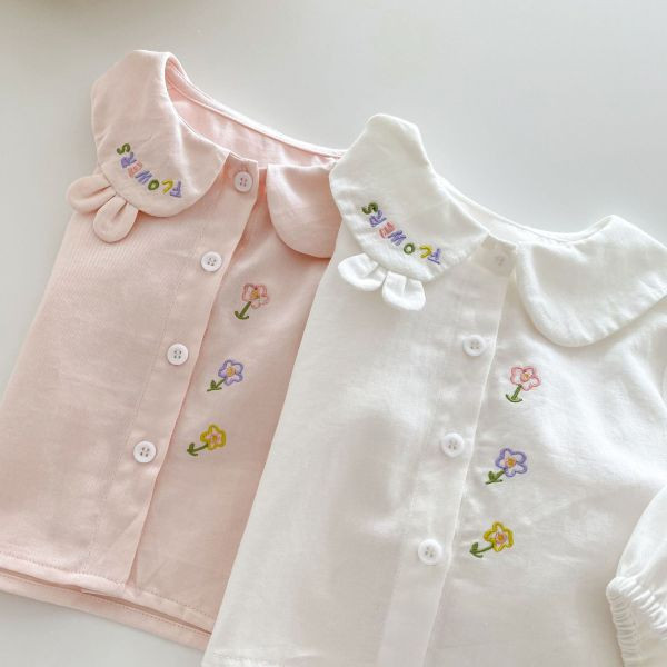【現貨】女童翻領 刺繡上衣 長袖上衣 