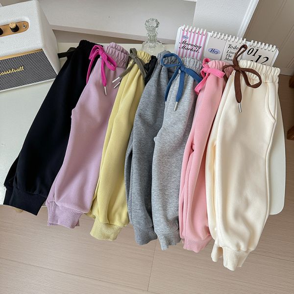 男童女童 鬆緊腰 休閒長褲 純色長褲 