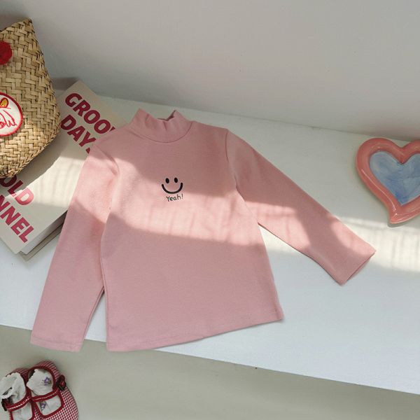 男童女童立領內搭長袖上衣 笑臉保暖上衣 
