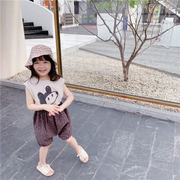 【現貨】女童可愛老鼠圖案 背心上衣 短袖上衣 