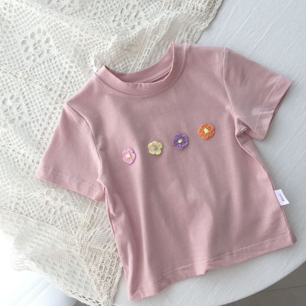 【現貨】女童繽紛花朵 小清新短袖上衣 