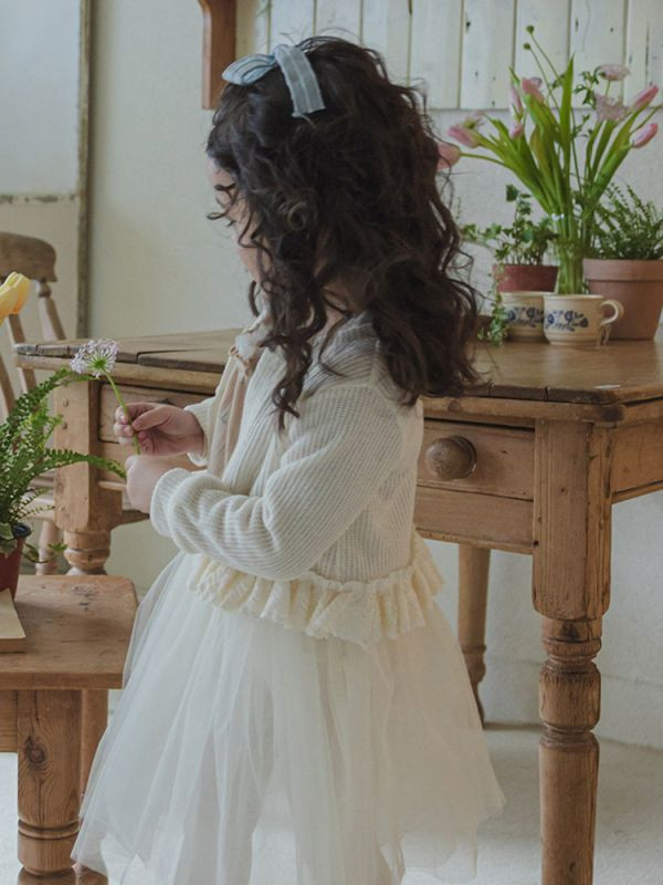 【現貨】女童蕾拼接 韓版外套 純色浪漫外套 