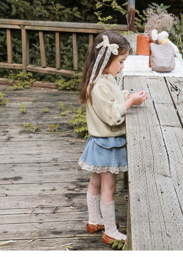 女童翻領 泡泡袖長袖上衣