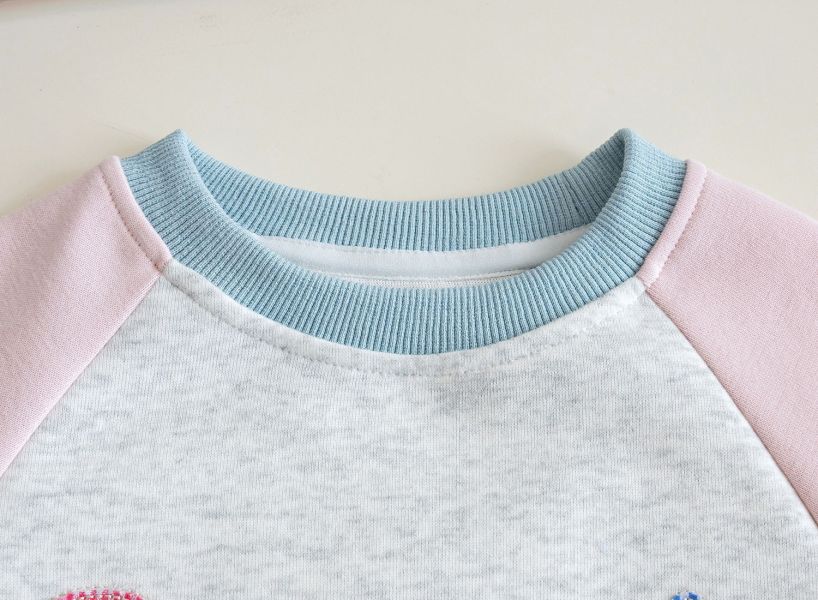 女童撞色 長袖上衣 