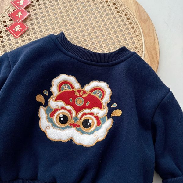 【現貨】男童女童 新年服 加絨加厚 保暖長袖上衣 