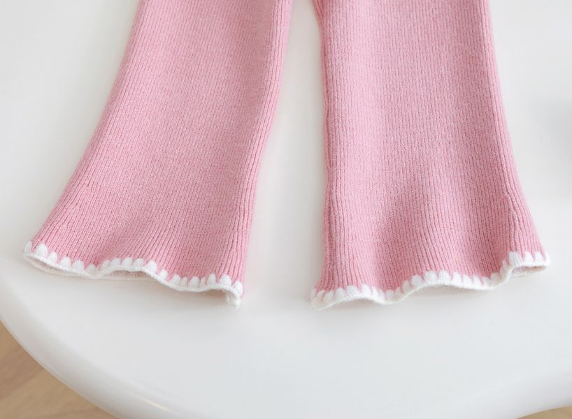 女童長袖套裝 蛋糕印花長袖+喇叭長褲 