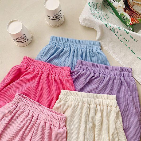 【現貨】女童 舒適短袖套裝 華夫格 短袖上衣+短褲 