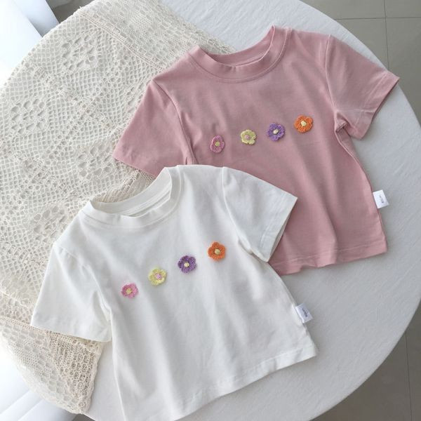 【現貨】女童繽紛花朵 小清新短袖上衣 