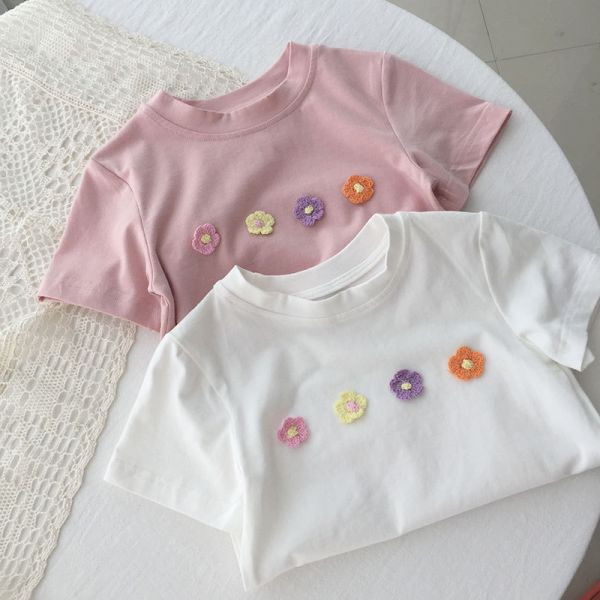 【現貨】女童繽紛花朵 小清新短袖上衣 