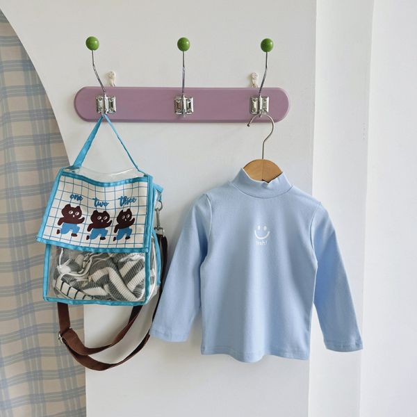 男童女童立領內搭長袖上衣 笑臉保暖上衣 