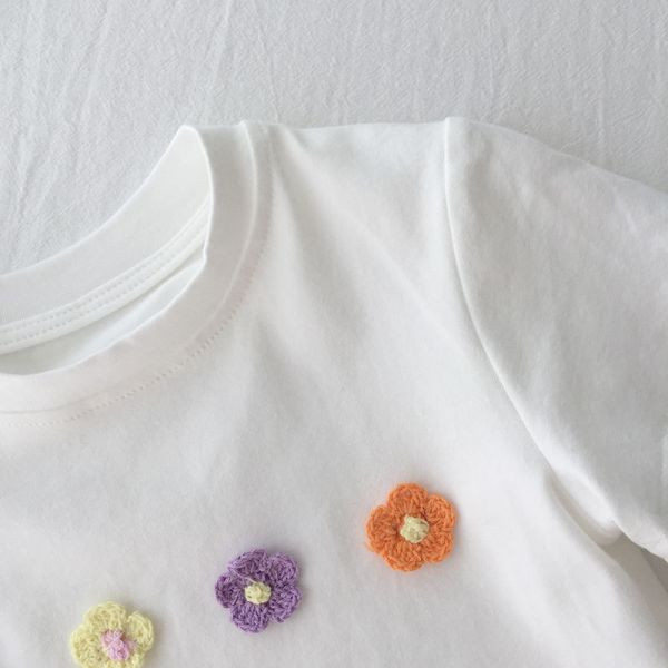 【現貨】女童繽紛花朵 小清新短袖上衣 