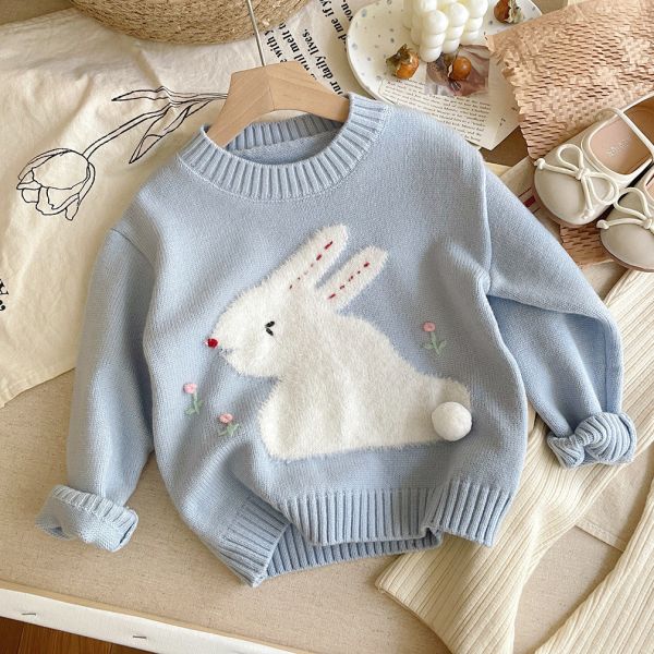 女童可愛兔子 針織毛衣 長袖毛衣上衣 
