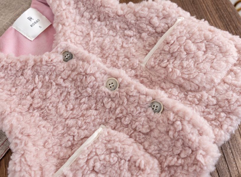 女童可愛立體兔子 羊羔毛背心 馬甲 