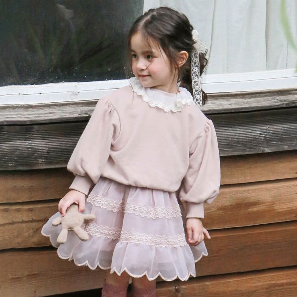 女童翻領 泡泡袖長袖上衣