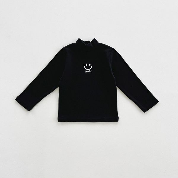 男童女童立領內搭長袖上衣 笑臉保暖上衣 