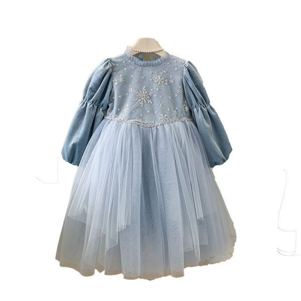 【現貨】女童蕾絲長袖洋裝 冰雪公主 長袖禮服 