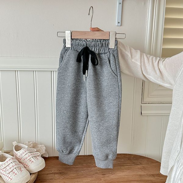 男童女童 鬆緊腰 休閒長褲 純色長褲 