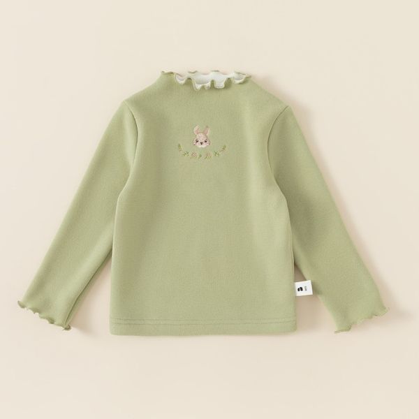 女童加絨加厚 可愛兔子刺繡 保暖長袖上衣 