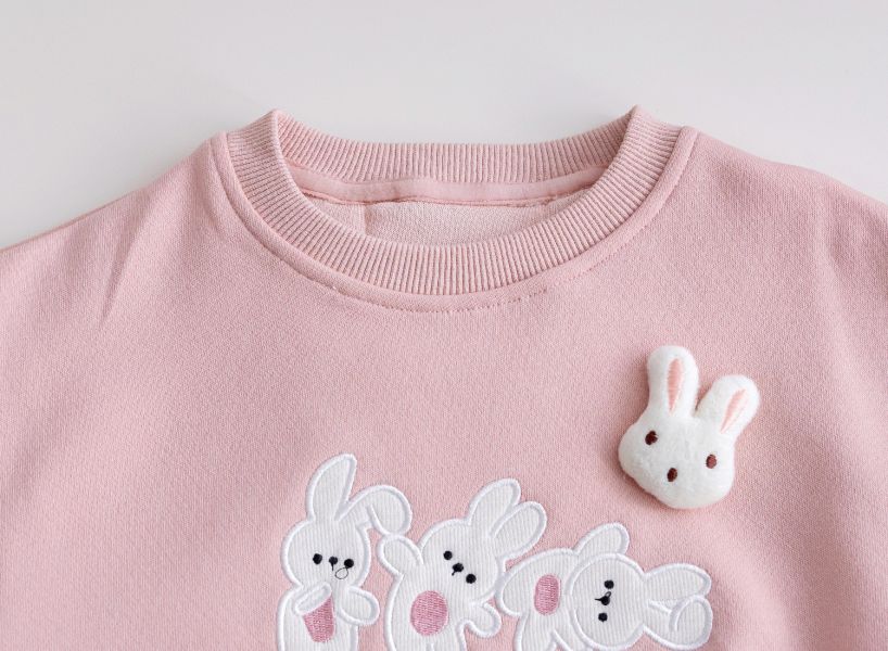 女童可愛兔子立體耳朵長袖上衣