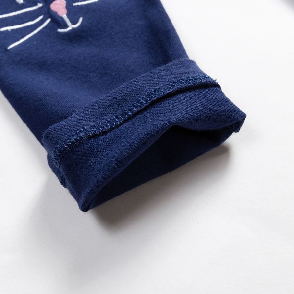 【現貨】女童可愛貓咪刺繡貼布 舒適內搭長褲 百搭彈性褲子 