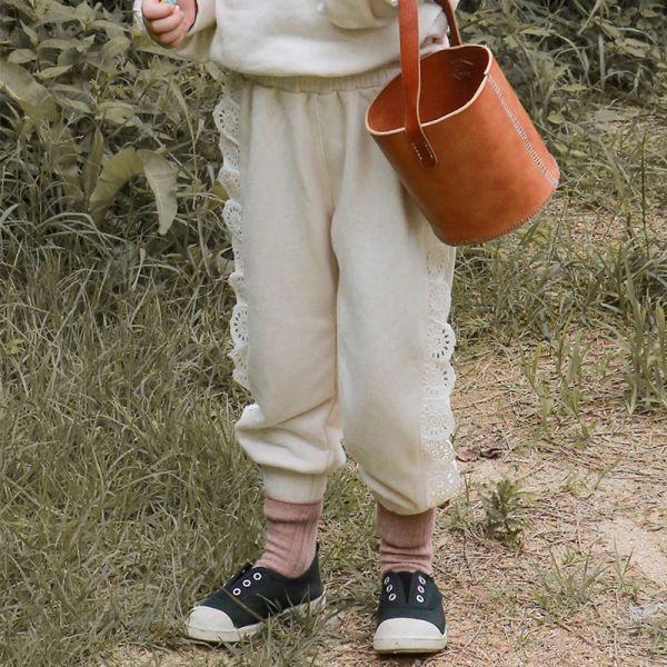 女女童蕾絲側邊 休閒長褲