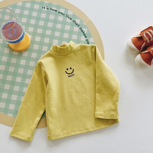 男童女童立領內搭長袖上衣 笑臉保暖上衣 