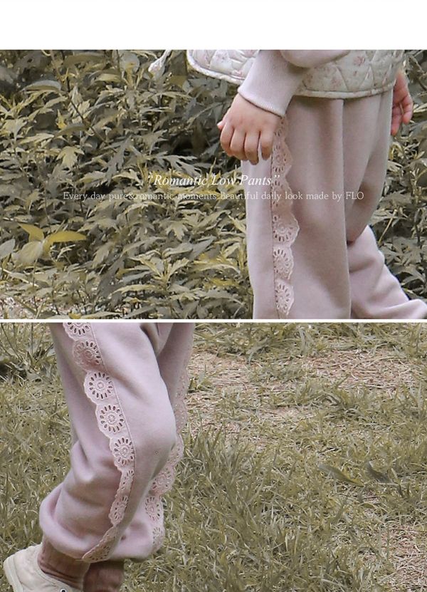 女女童蕾絲側邊 休閒長褲