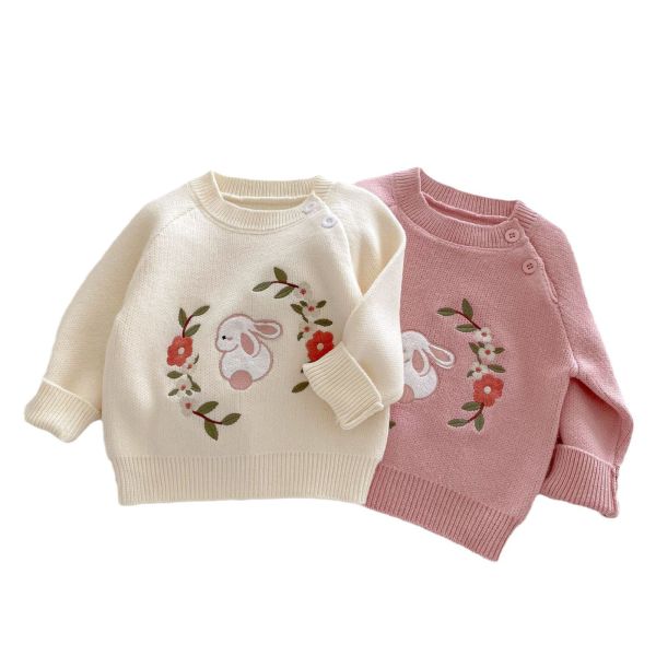 女童可愛兔子刺繡 針織上衣 長袖上衣