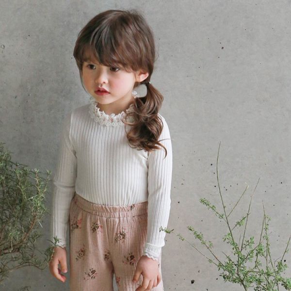女童立領蕾絲 內搭韓版 彈性上衣