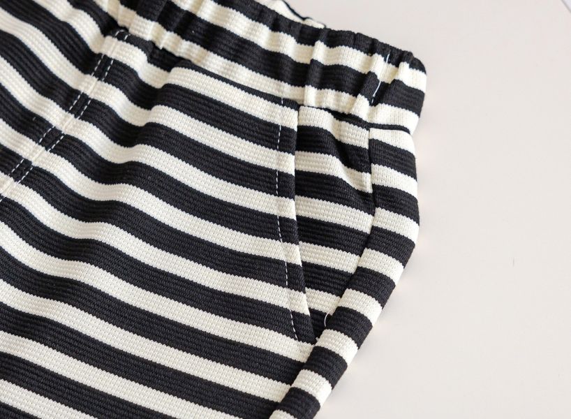 女童長袖套裝 長袖上衣+條紋長褲