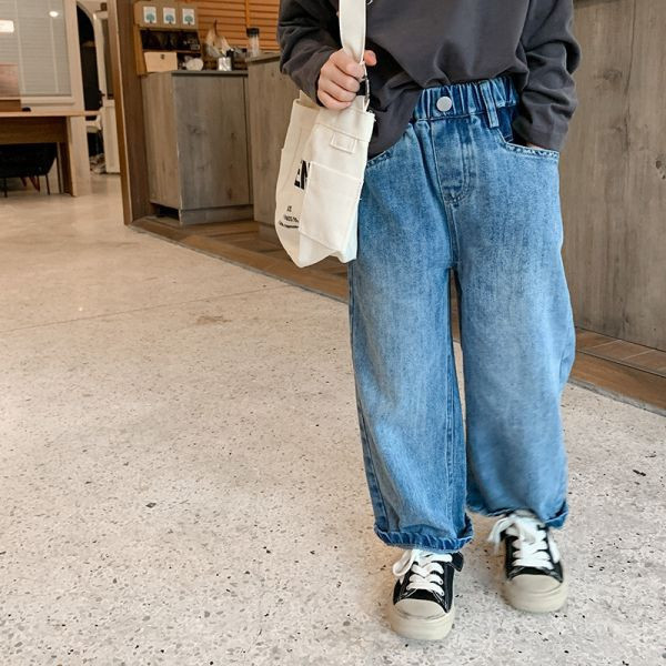 【現貨】女童撞色 休閒牛仔長褲 牛仔褲 