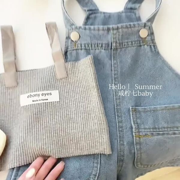 【現貨】女童牛仔吊帶褲兩件套 背心上衣 吊帶上衣 吊帶褲 