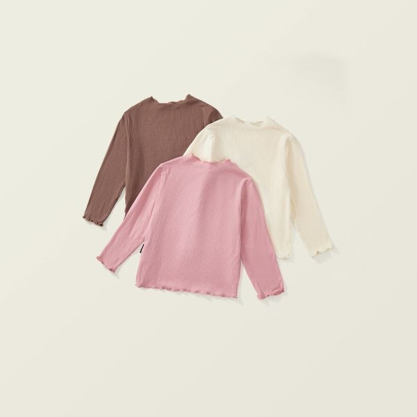 【現貨】女童甜美兔子刺繡 長袖木耳邊內搭上衣 