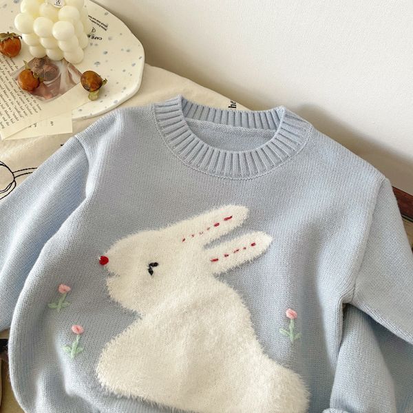 女童可愛兔子 針織毛衣 長袖毛衣上衣 