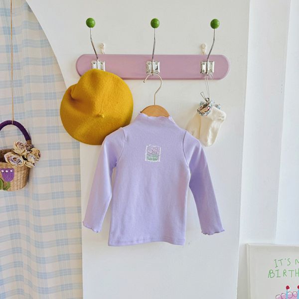 女童印花朵 木耳邊內搭上衣 