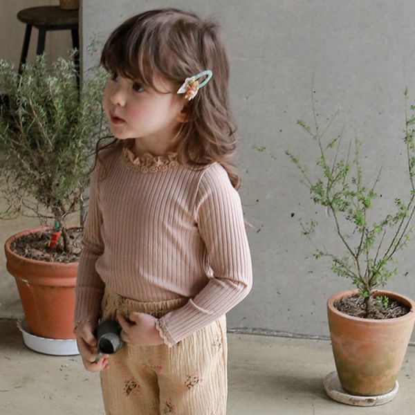 女童立領蕾絲 內搭韓版 彈性上衣