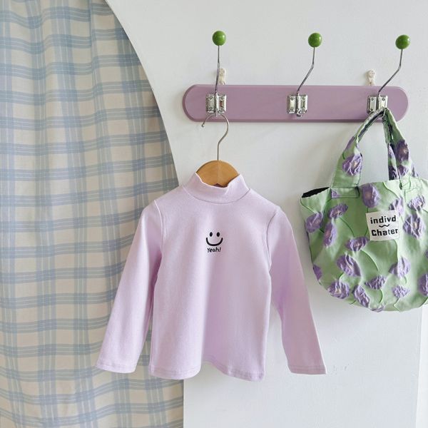 男童女童立領內搭長袖上衣 笑臉保暖上衣 