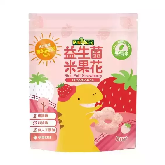 恐龍咬益生菌米果花(草莓)35g-全素 