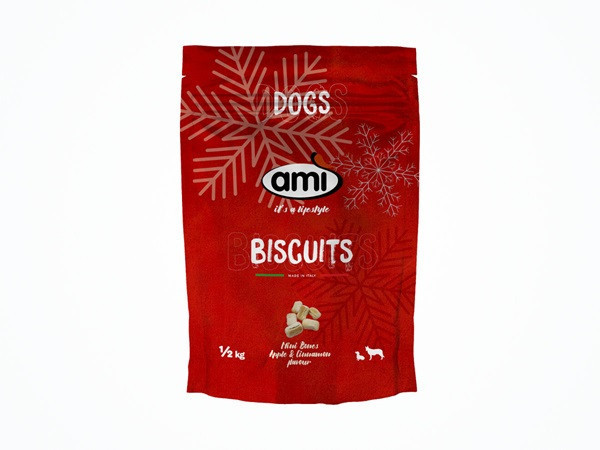 AMI Pet Biscuits Apple阿米狗成犬餅乾(骨頭型)蘋果500g-全素 