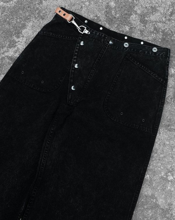 The MOBY'S Washed Heavy Canvas Fireman Pants / Faded Black 