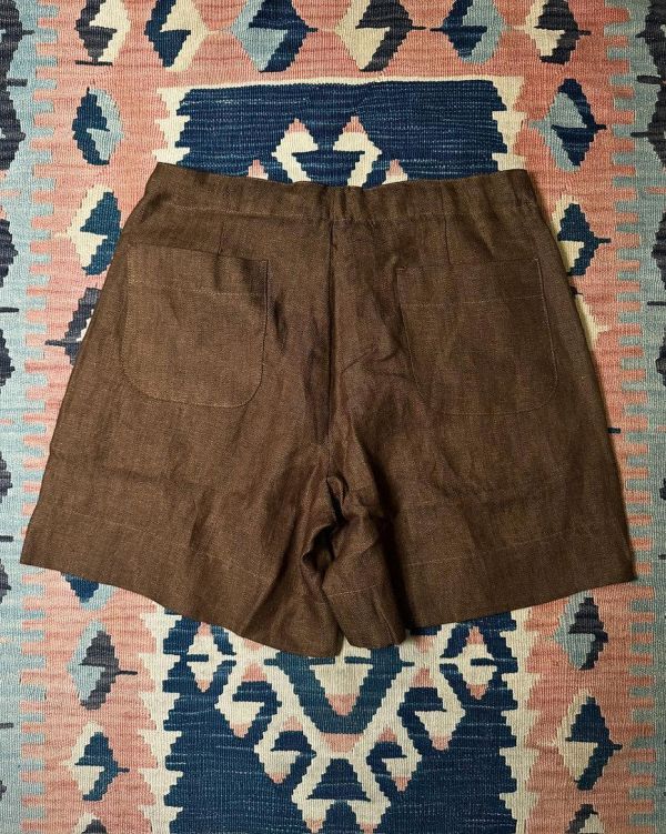 The MOBY'S Herringbone Linen Beach Shorts / Brown 