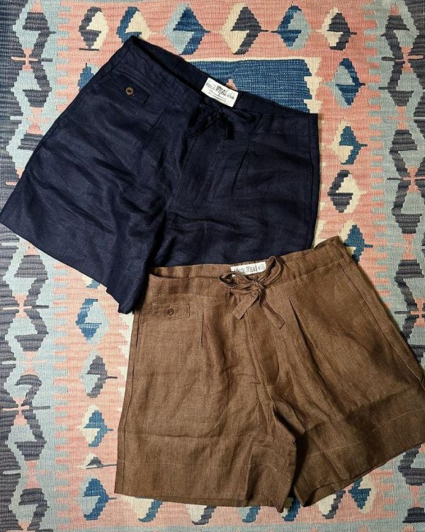 The MOBY'S Herringbone Linen Beach Shorts / Indigo 