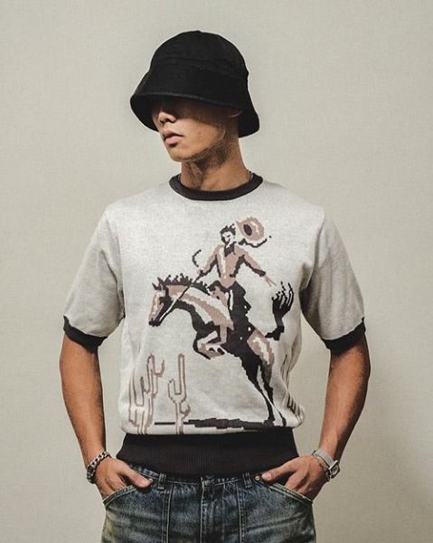 Western Cotton Knit Tee / Grey 